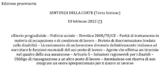  Sentenza della Corte di Giustizia Europea nella causa C-485/20